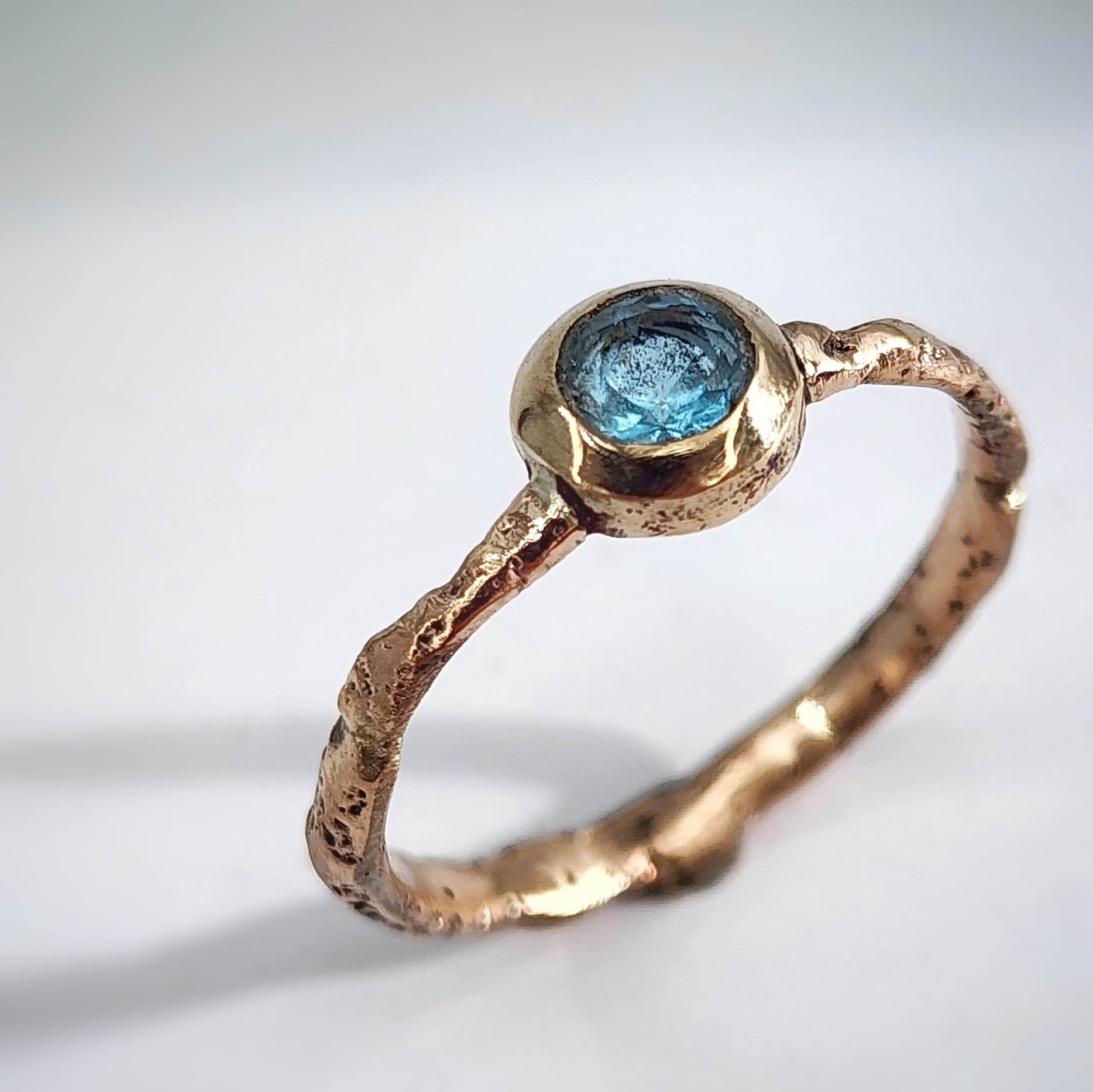 Sandcast Ring GOLD with Gemstone SONIA THERESE