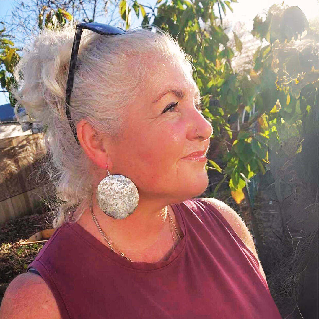 Earthsong large circle earrings Model