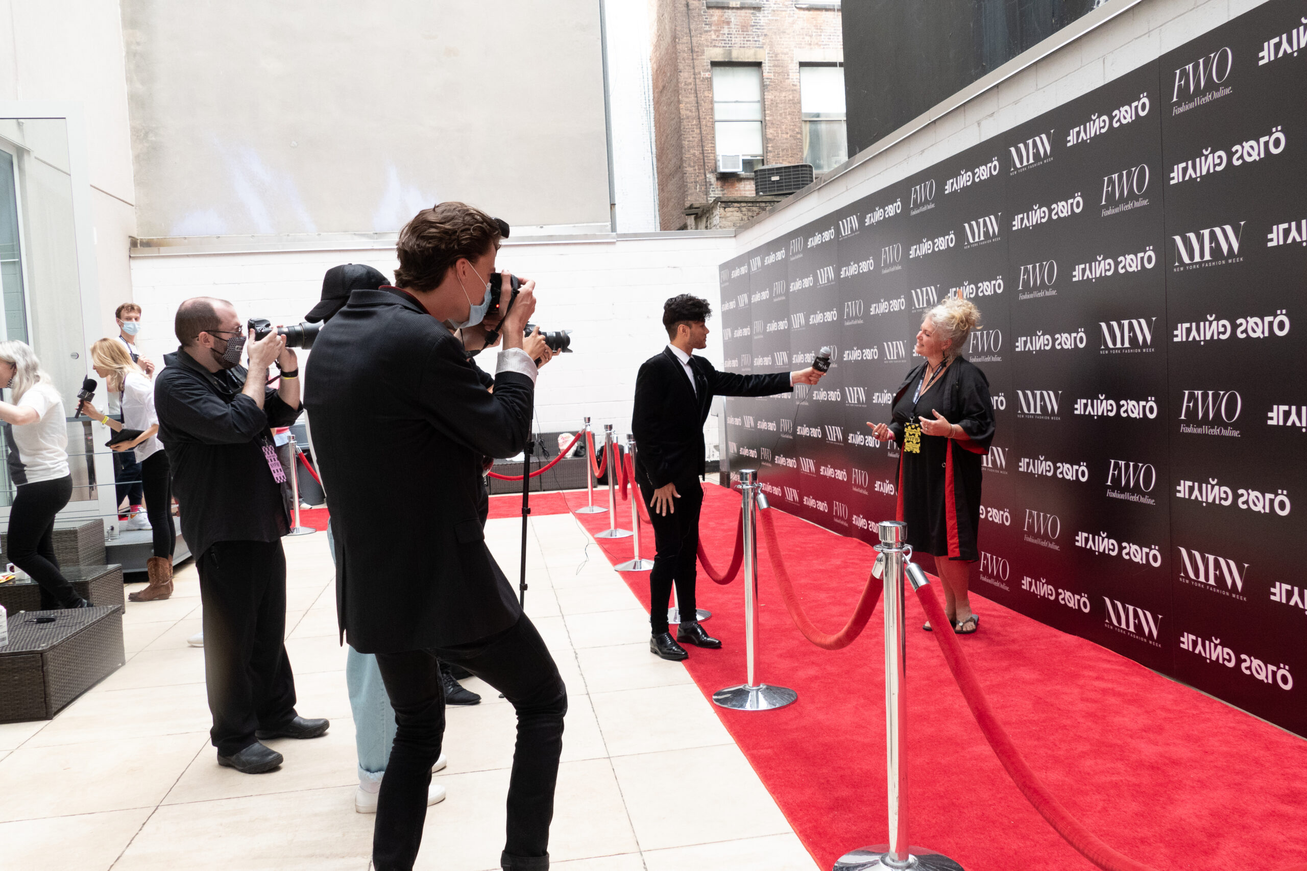 Interviews in the media hall, show day, NYFW New York, 2020