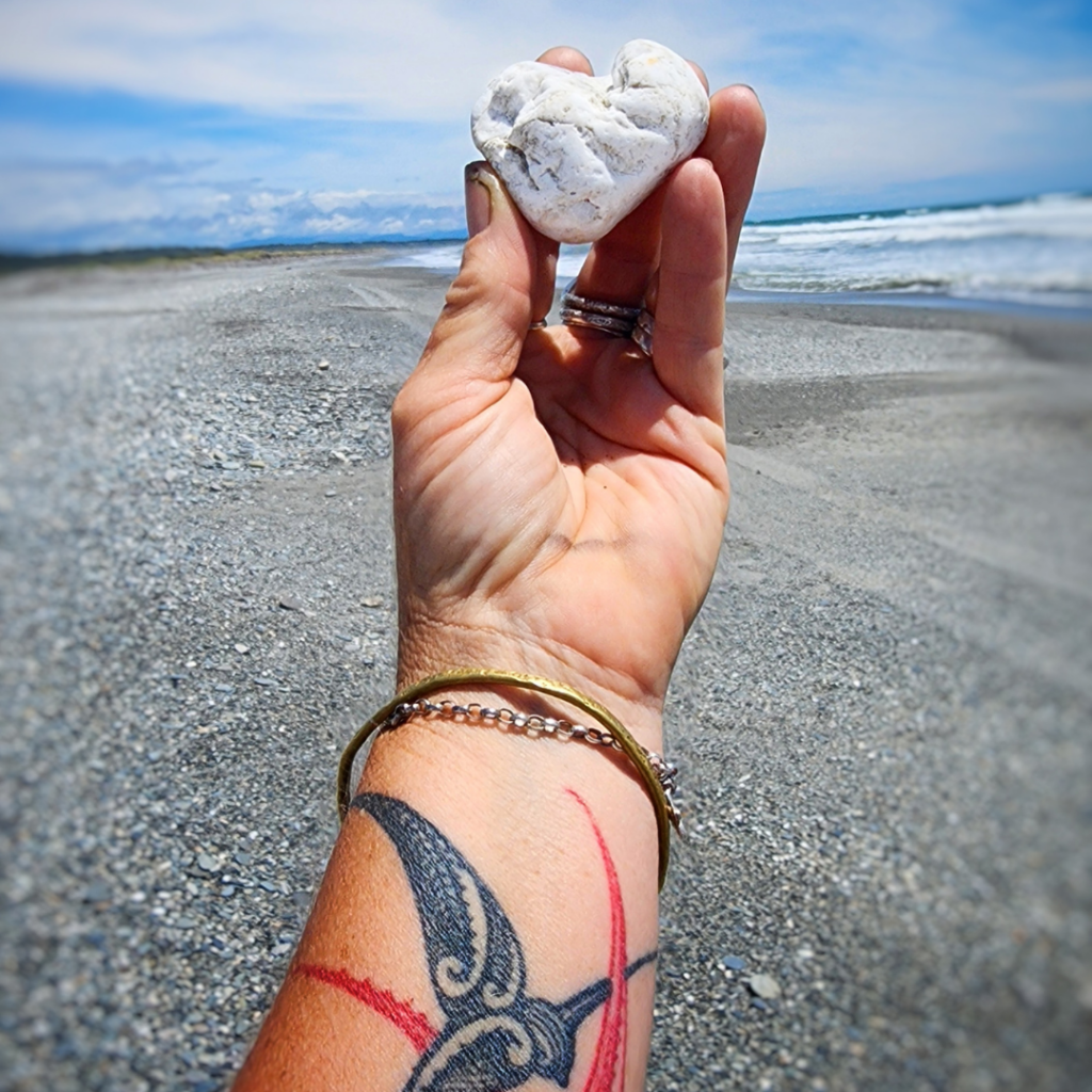white heart rock at the beach